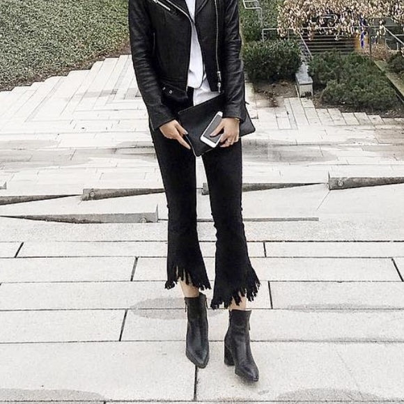 OAK+FORT Fringe Black Jeans Straight/Boot Cut - Picture 1 of 5